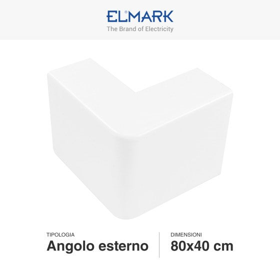 Angolo Esterno Per 2 Canaline Passacavi 80X40 In Plastica Bianco ART. 56280401 ELMARK