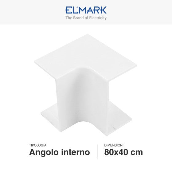Angolo Interno Per 2 Canaline Passacavi 80X40 In Plastica Bianco ART. 56280402 ELMARK