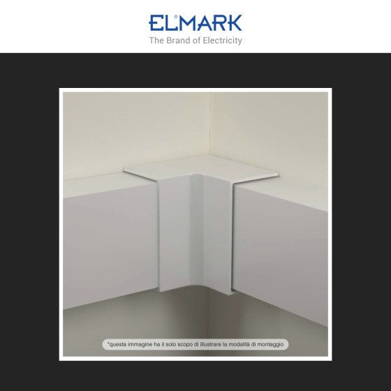 Angolo Interno Per 2 Canaline Passacavi 80X40 In Plastica Bianco ART. 56280402 ELMARK