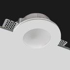Kit 12 Portafaretto in Gesso Ceramico Rotondo Con Vetro + 12 Lampadine GU10