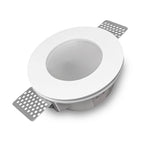 Kit 12 Portafaretto in Gesso Ceramico Rotondo Con Vetro + 12 Lampadine GU10
