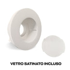 Kit 12 Portafaretto in Gesso Ceramico Rotondo Con Vetro + 12 Lampadine GU10