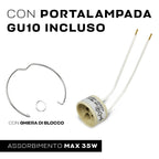 Kit 30 Portafaretto in Gesso Ceramico Quadrato Con Vetro + 30 Lampadine GU10