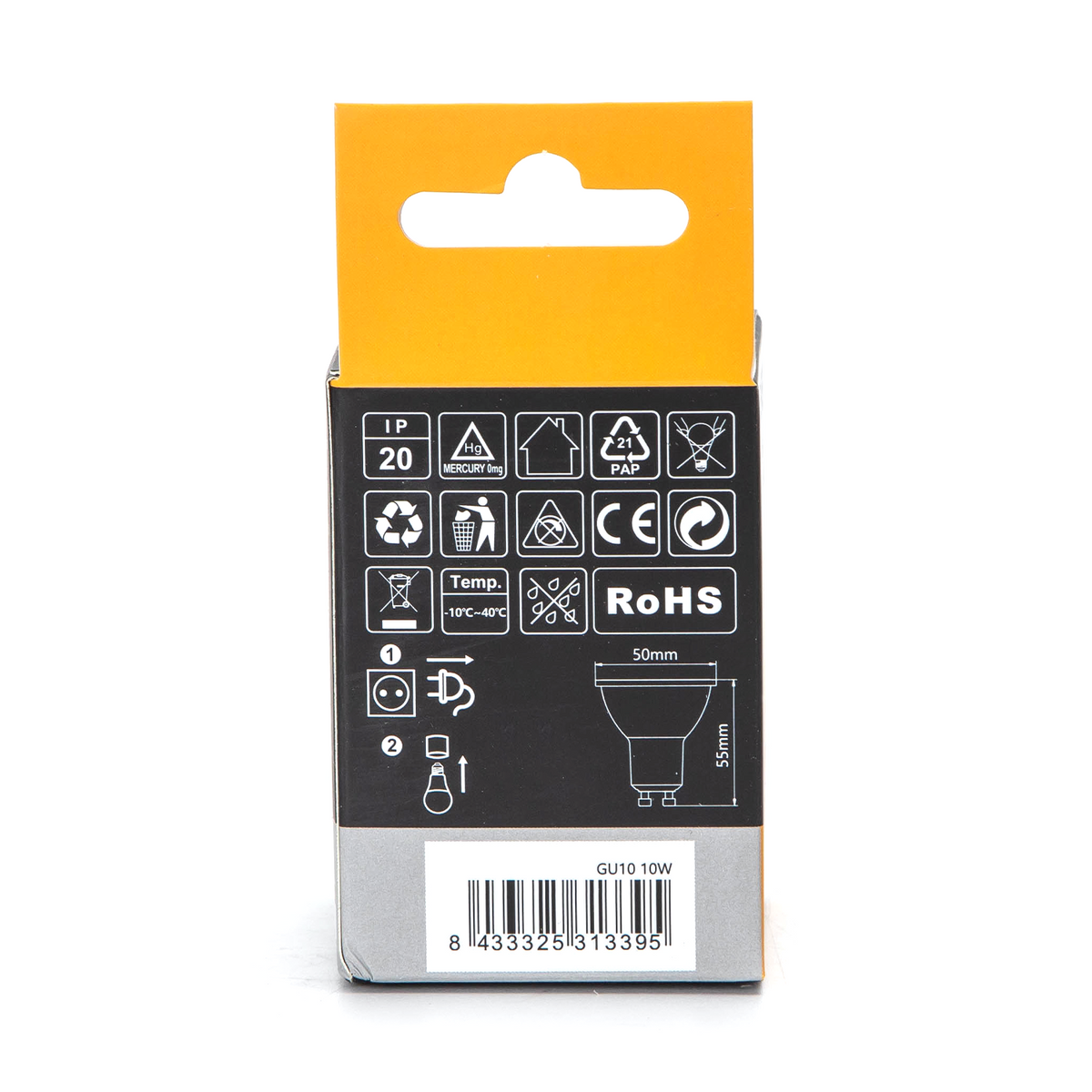Faretto Led GU10 10W SMD Apertura 120-160 Gradi Luce Calda 3000K
