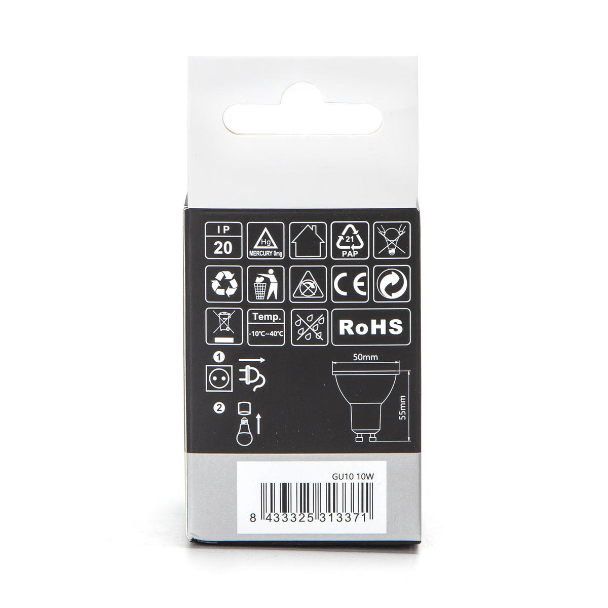 Faretto Led GU10 10W SMD Apertura 120-160 Gradi Luce Fredda 6400K