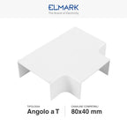 Angolo a T Per 3 Canaline Passacavi 80X40 In Plastica Bianco ART. 56280403 ELMARK