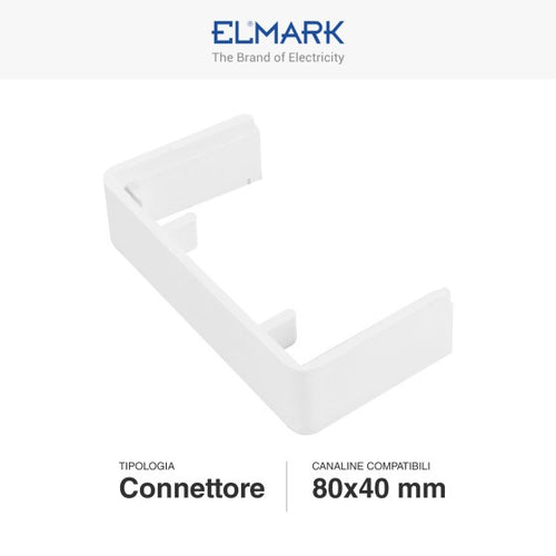 Connettore Giunto Per Canaline Passacavi 80X40 In Plastica Bianco ART.56280405 ELMARK