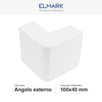 Angolo Esterno Per 2 Canaline Passacavi 100X40 In Plastica Bianco ART. 562100401 ELMARK