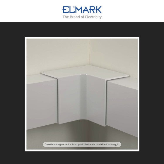 Angolo Interno Per 2 Canaline Passacavi 100X40 In Plastica Bianco ART. 562100402 ELMARK