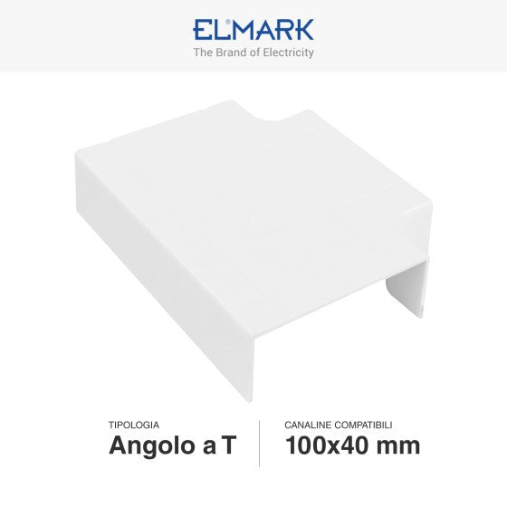 Angolo a T Per 3 Canaline Passacavi 100X40 In Plastica Bianco ART. 56100403 ELMARK