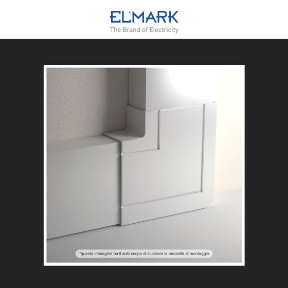 Angolo a L Per 2 Canaline Passacavi 100X40 In Plastica Bianco ART. 562100404 ELMARK