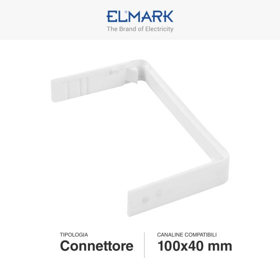 Connettore Giunto Per Canaline Passacavi 100X40 In Plastica Bianco ART.562100405 ELMARK