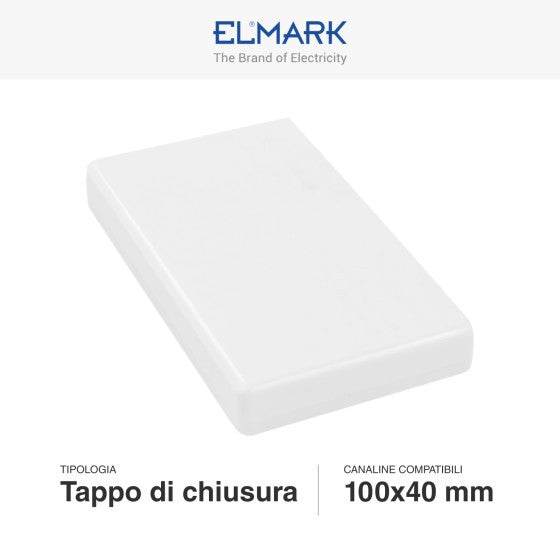 Tappo Di Chiusura Per Canaline Passacavi 100X40 In Plastica Bianco ART. 562100406 ELMARK