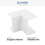 Angolo Interno Per 2 Canaline Passacavi 100X60 In Plastica Bianco ART. 562100602 ELMARK