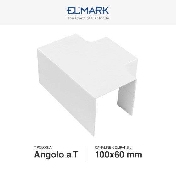 Angolo a T Per 3 Canaline Passacavi 100X60 In Plastica Bianco ART. 562100603 ELMARK