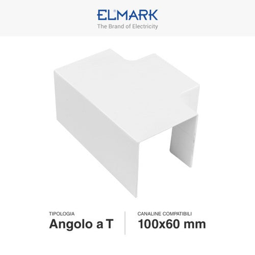 Angolo a T Per 3 Canaline Passacavi 100X60 In Plastica Bianco ART. 562100603 ELMARK