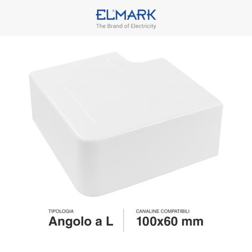 Angolo a L Per 2 Canaline Passacavi 100X60 In Plastica Bianco ART. 562100604 ELMARK