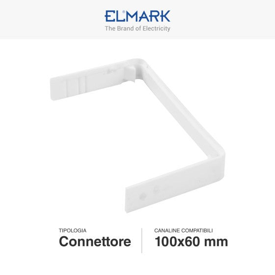 Connettore Giunto Per Canaline Passacavi 100X60 In Plastica Bianco ART.562100605 ELMARK