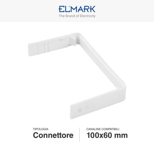 Connettore Giunto Per Canaline Passacavi 100X60 In Plastica Bianco ART.562100605 ELMARK