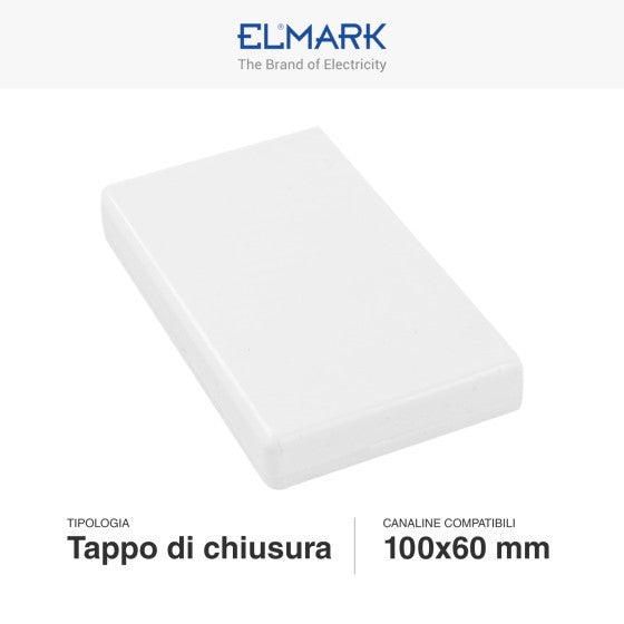 Tappo Di Chiusura Per Canaline Passacavi 100X60 In Plastica Bianco ART. 562100606 ELMARK