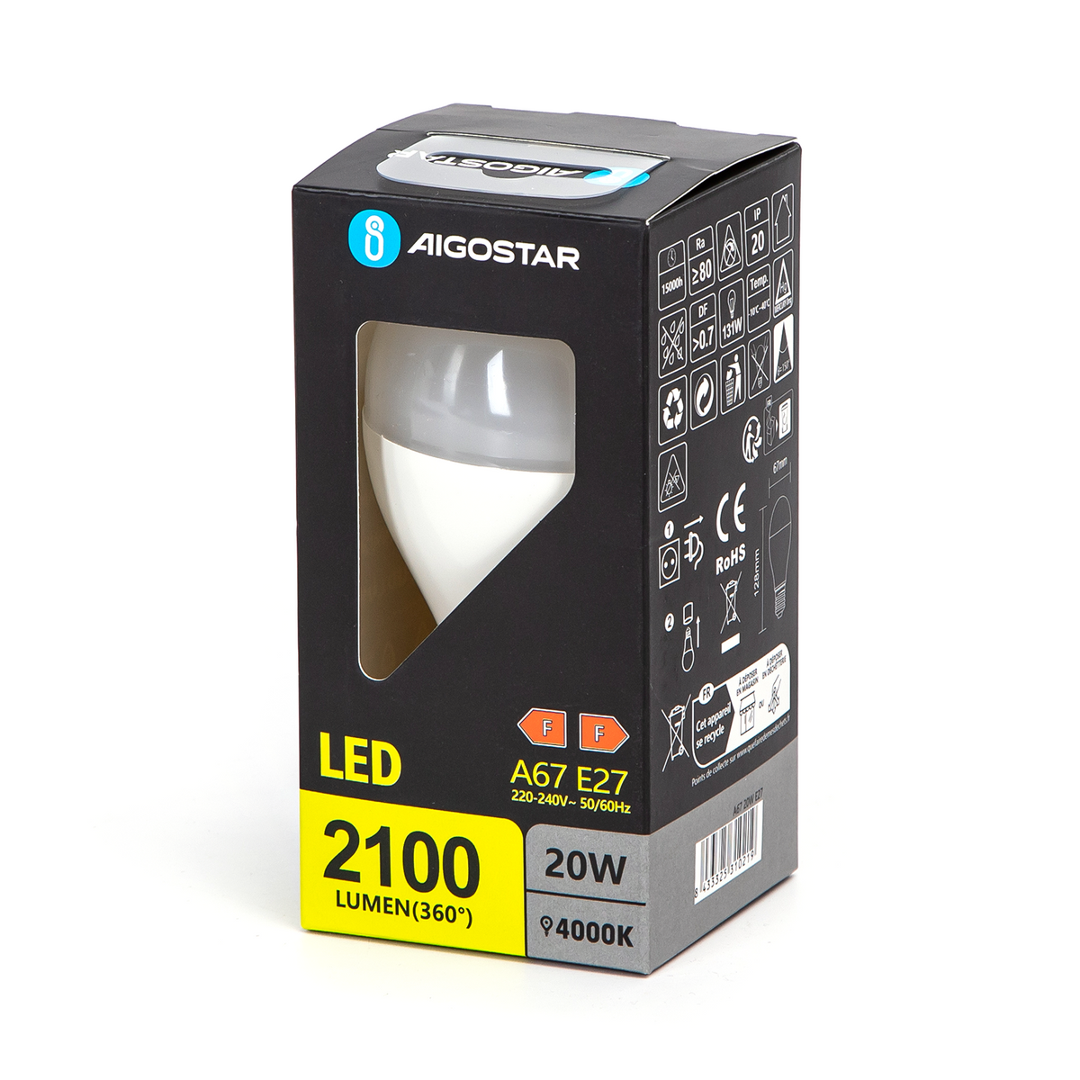Lampadina LED A5 A67 20W E27 Luce Naturale 4000K 2100lm