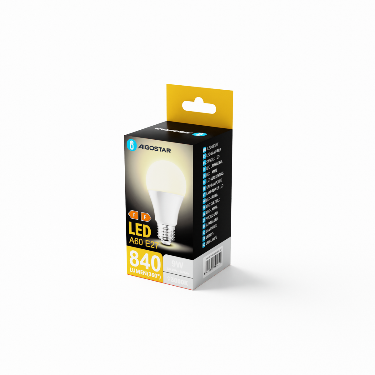Lampadina LED A5 A60 9W E27 Luce Calda 3000K 840lm