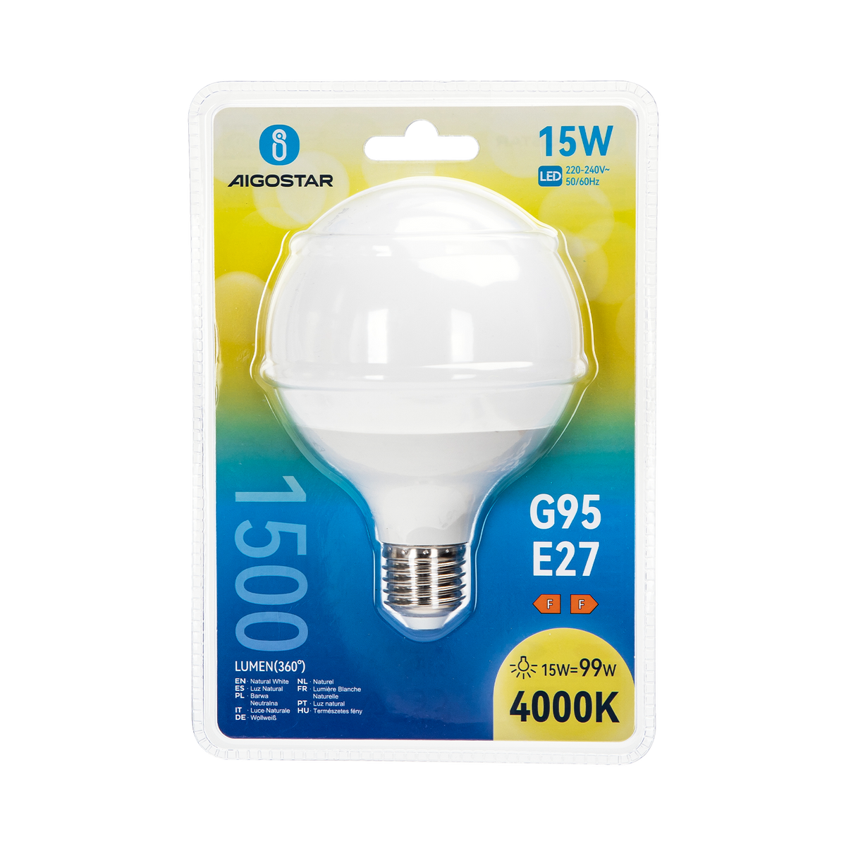 Lampadina Led G95 E27 15W Bianco Naturale 4000K 1500Lm