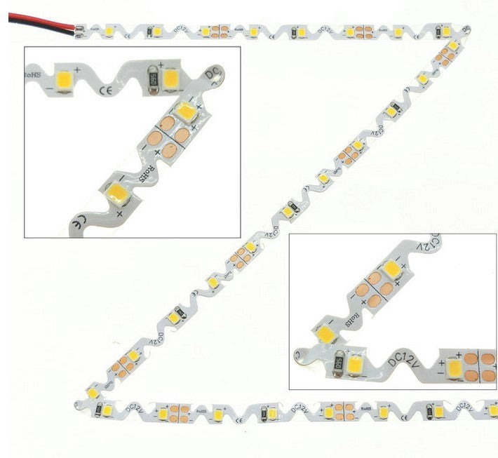 Striscia Led Zig Zag Curvabile 12W/MT IP20 SMD 2835 24V 3000K