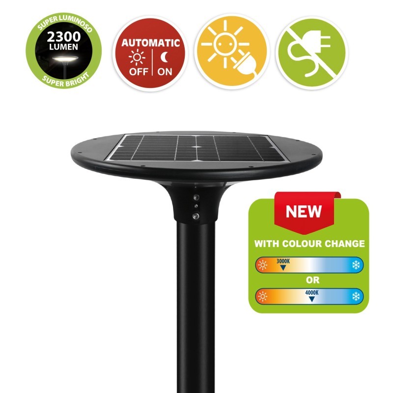 Lampione LED Solare 2300 Lumen IP65 Da Palo Luce 4000K Velamp