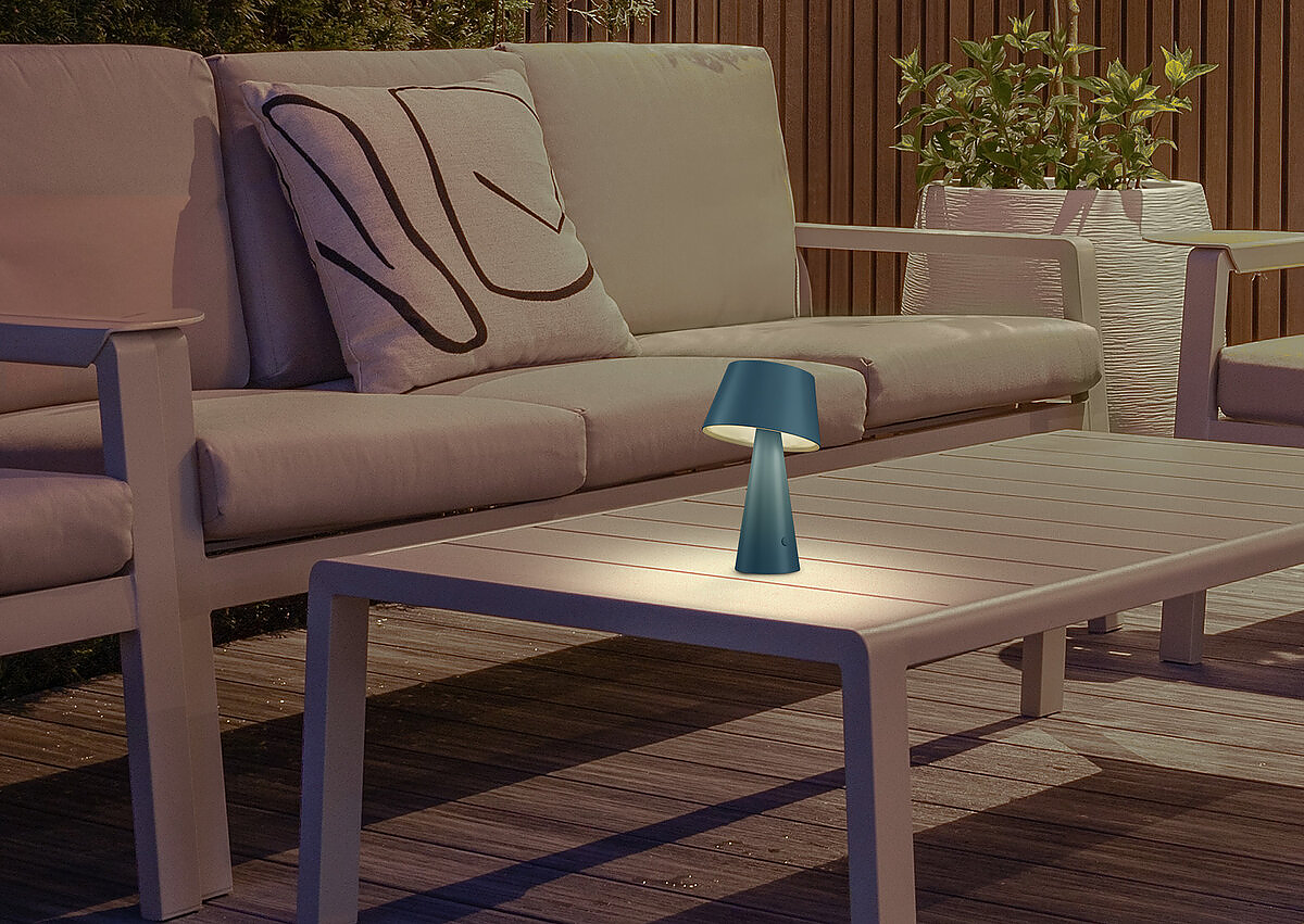 Lampada da Tavolo LED Solare e USB-C TIZIA Blu 2,6W 3000K IP54