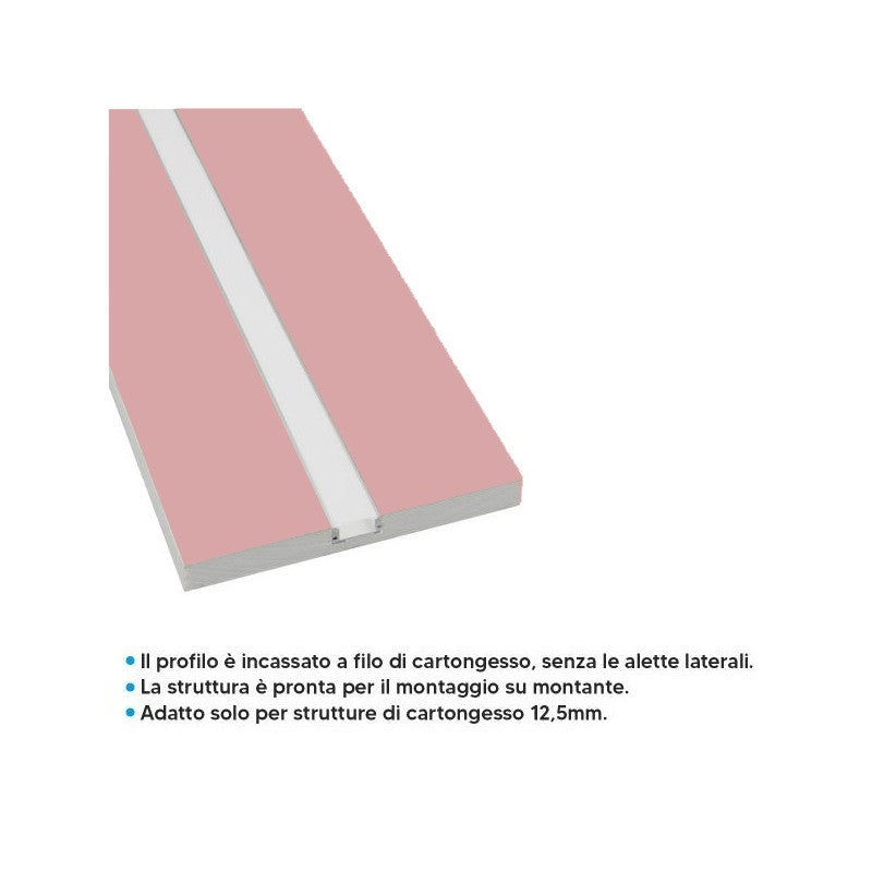 Taglio di Luce Led Ignifugo Con Profilo Integrato Nel Cartongesso 2 Metri