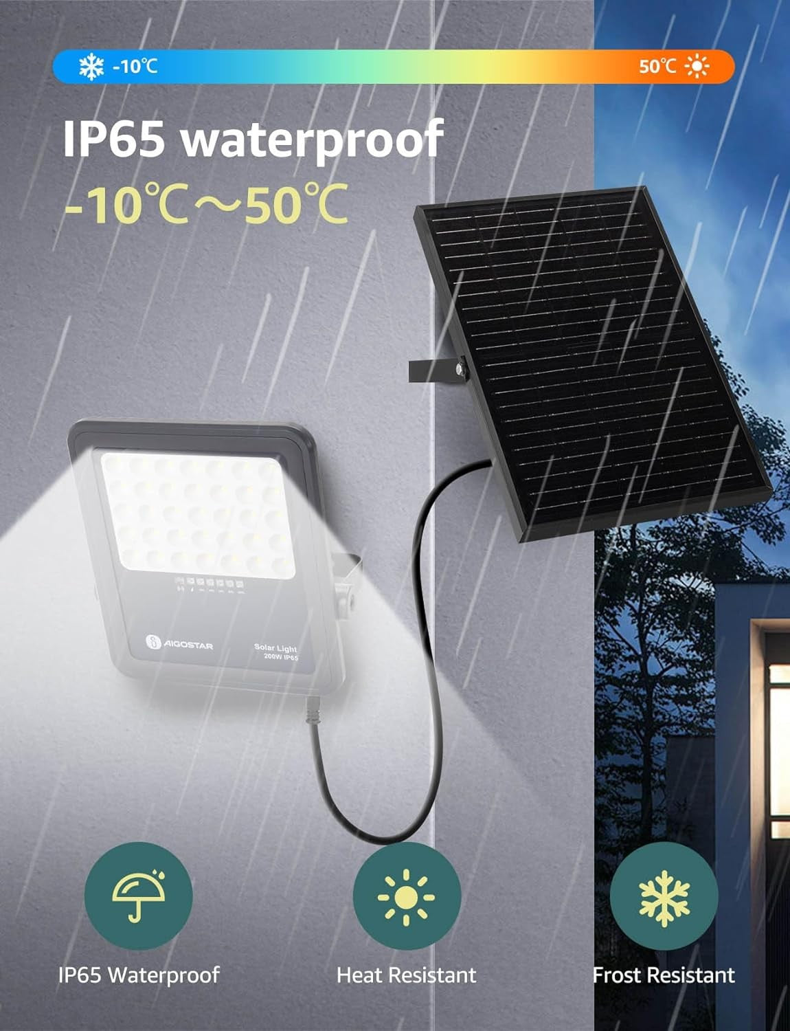 Faro Con Pannello Solare 200W 6500K 2000 Lumen IP65 SP05