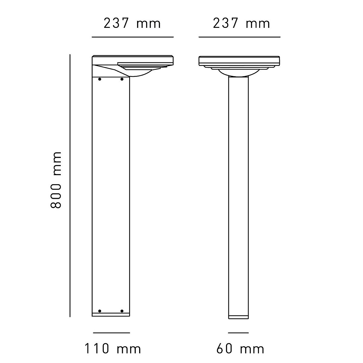Paletto Solare YUMA350P Bot Lighting IP65 2,8W CCT 3000/4000K