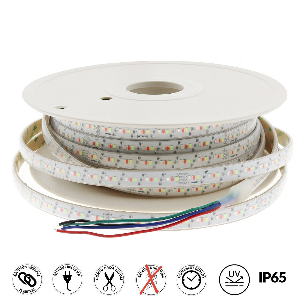 Striscia Led BERGAMO 220V SMD 2835 13W/mt RGB Multicolor IP65 Al Metro