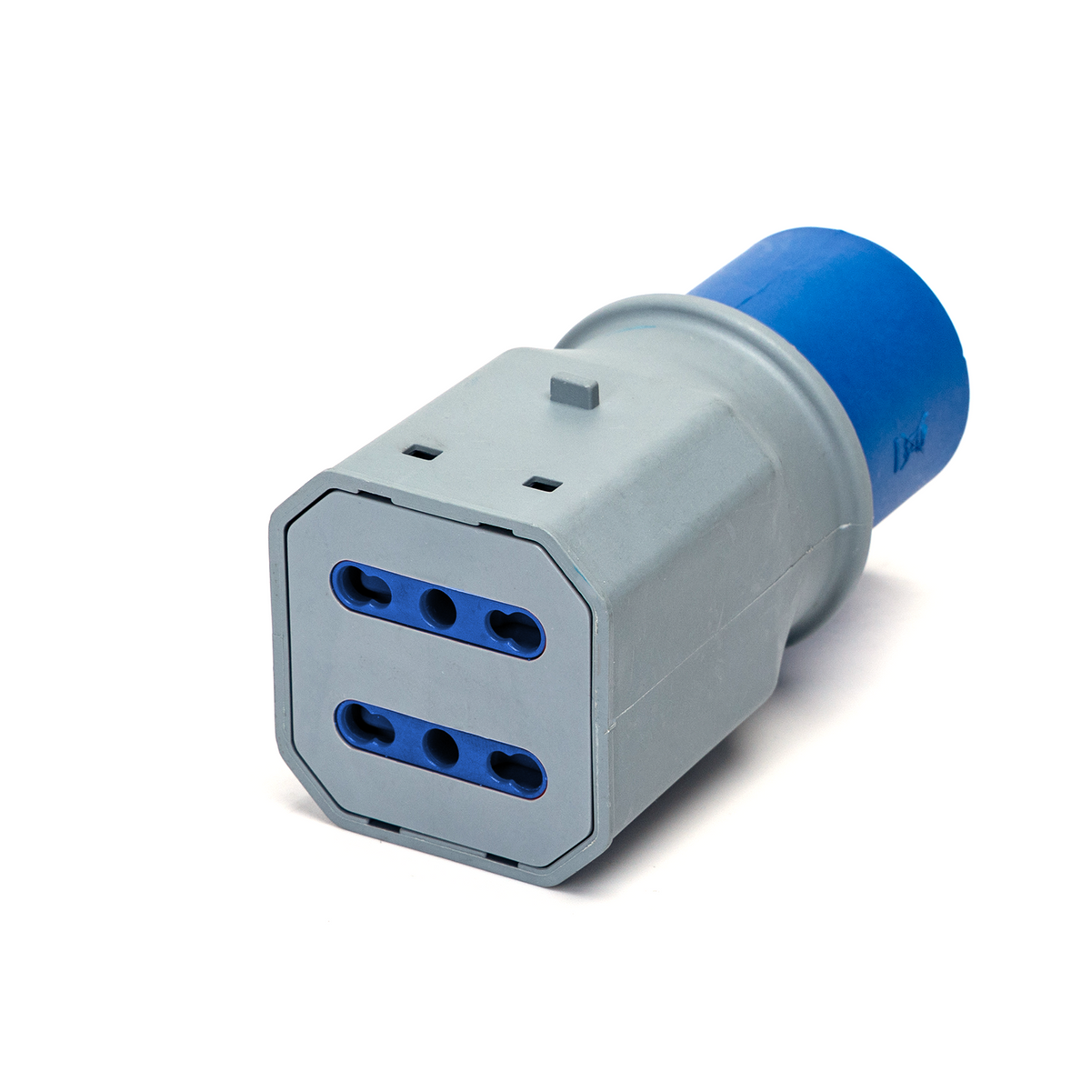 Adattatore Industriale Spina CEE 220V Blu 2 Prese Bipasso 2p+t