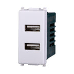 Presa Doppia USB Type-A 5Vdc 2.1A Compatibile Vimar Plana Ettroit