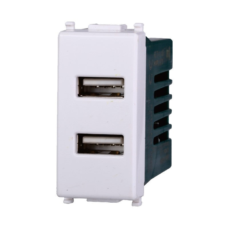 Presa Doppia USB Type-A 5Vdc 2.1A Compatibile Vimar Plana Ettroit