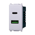 Presa Doppia USB 2 IN 1 Type-A + Type-C 5Vdc 3.1A Compatibile Vimar Plana Ettroit