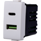 Presa Doppia USB 2 IN 1 Type-A + Type-C 5Vdc 3.1A Compatibile Bticino Matix Ettroit