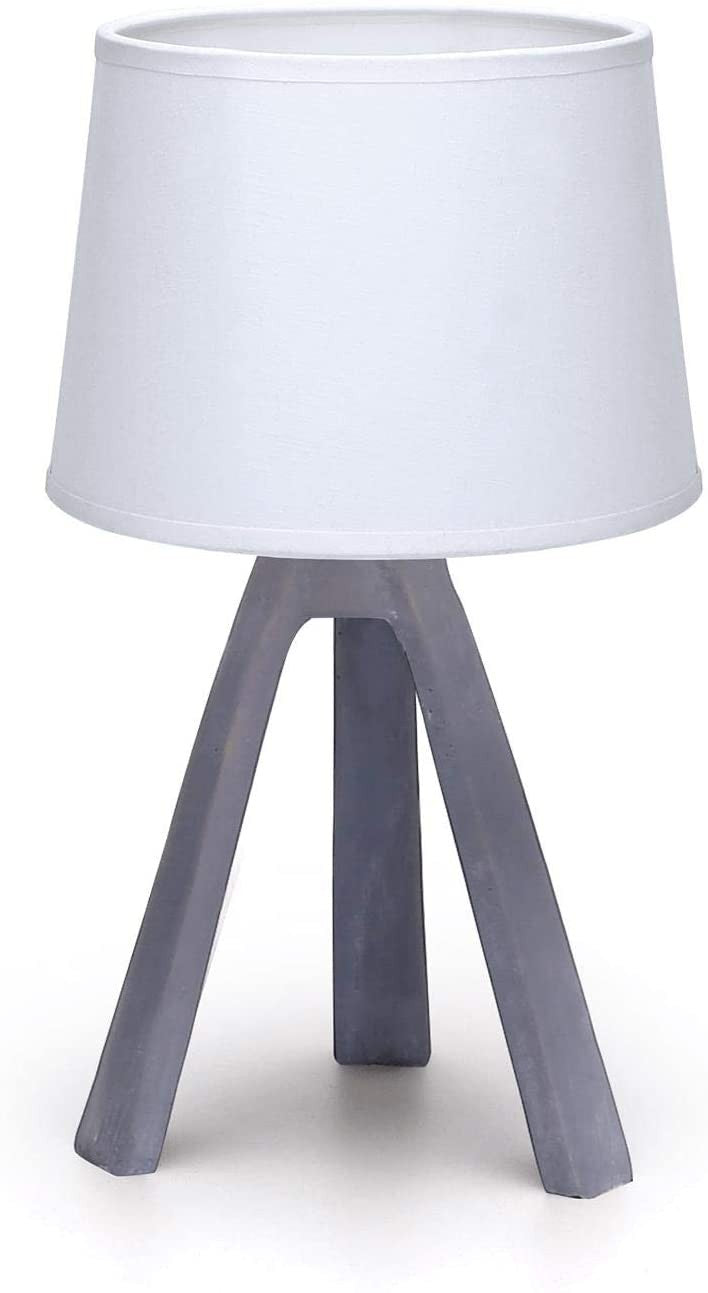 Lampada da Tavolo Abat Jour Aigostar E14 in Resina - Bianco e Silver