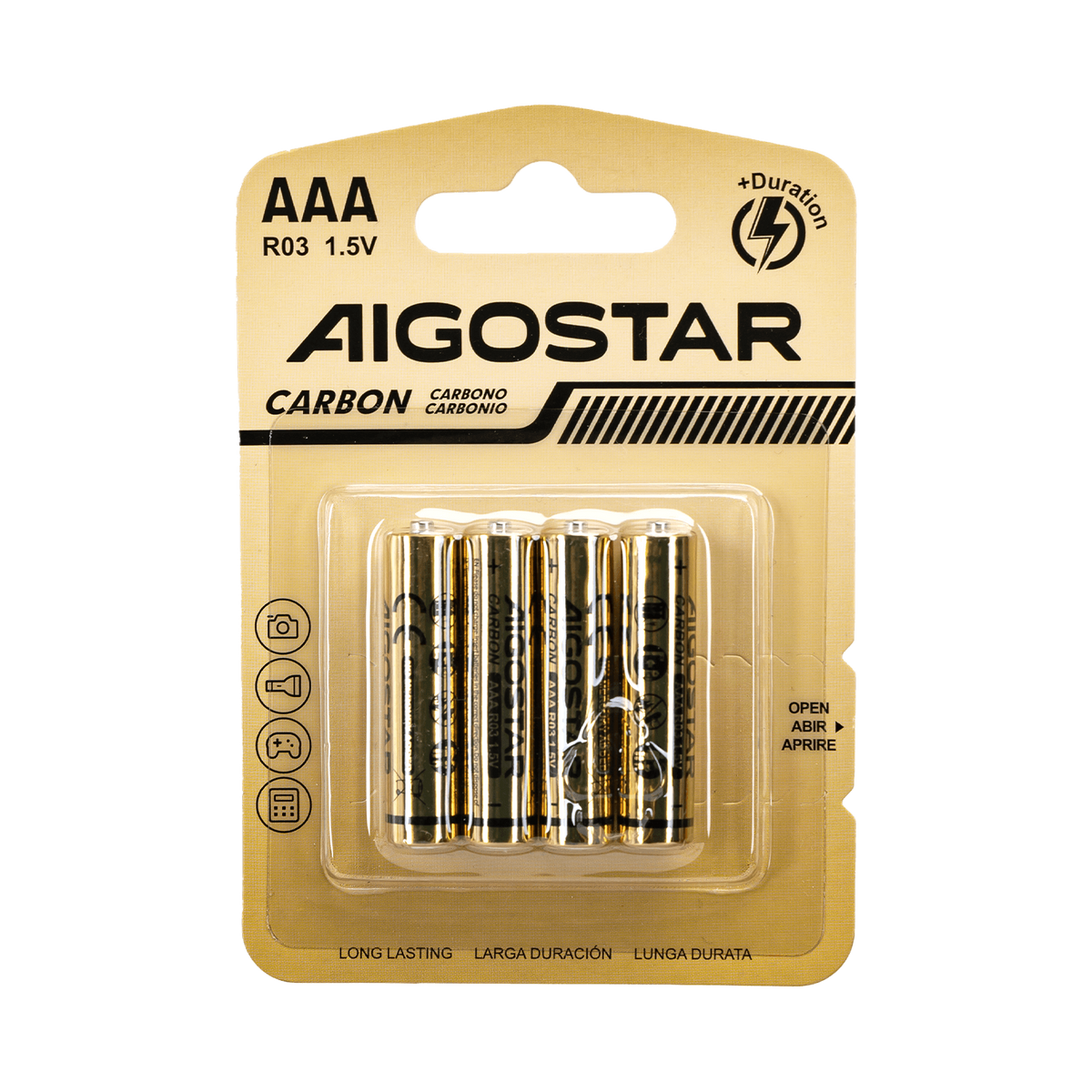 Batterie Aigostar AAA Ministilo Zinco Carbone 1.5V Confezione da 4 Pile