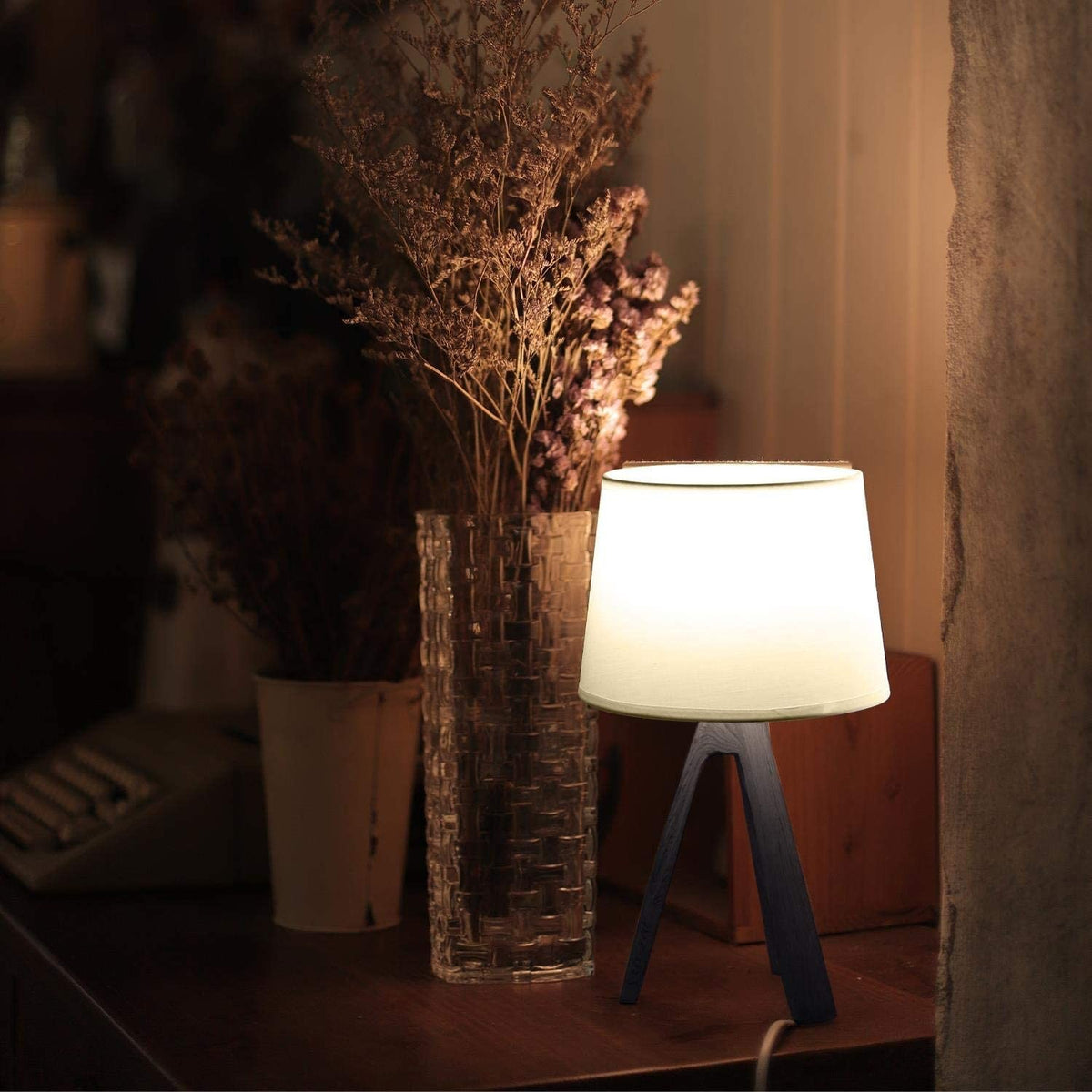 Lampada da Tavolo Abat Jour Aigostar E14 in Resina - Bianco e Silver