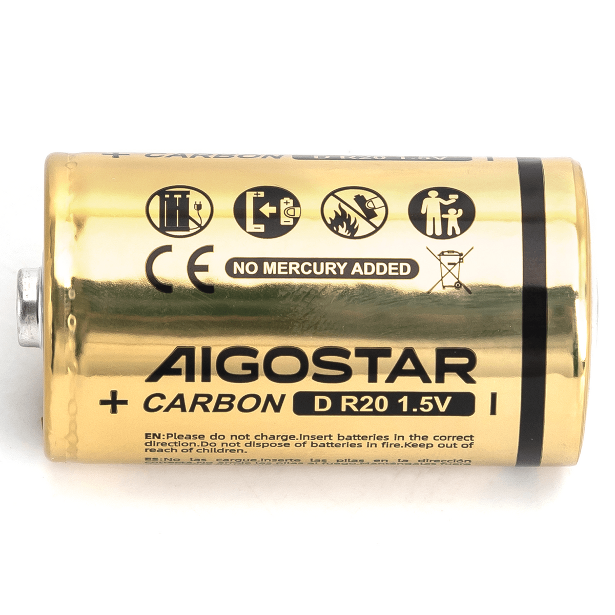 Batterie Aigostar Torcia D Zinco Carbone 1.5V Confezione da 2 Pile