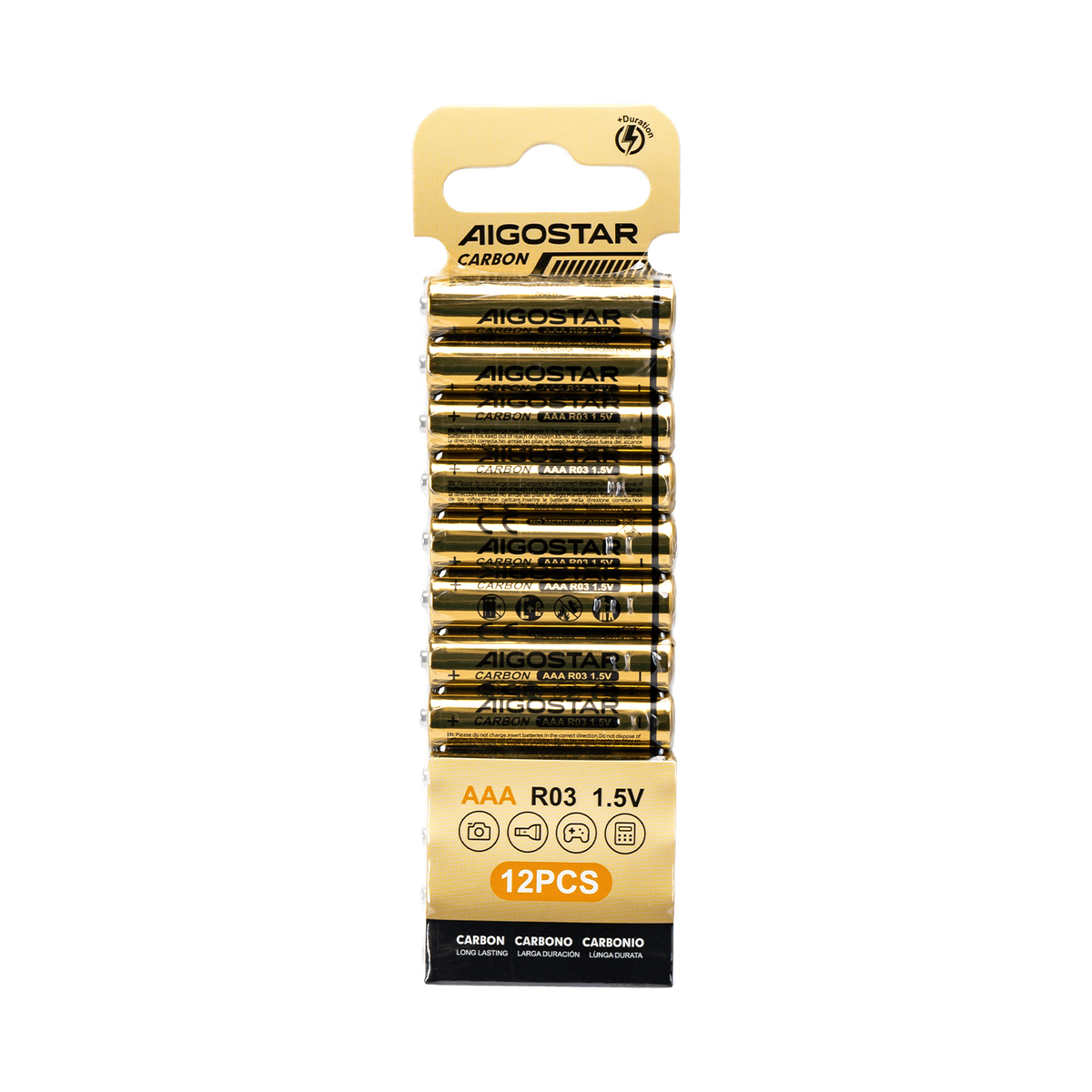 Batterie Aigostar AAA Ministilo Zinco Carbone 1.5V Confezione da 12 Pile