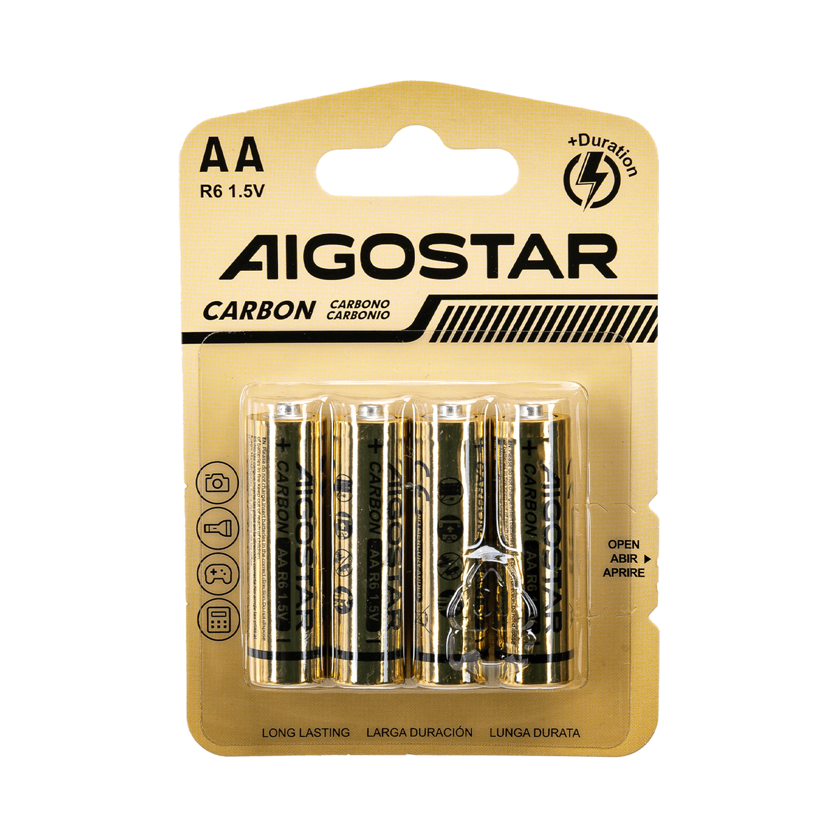 Batterie Aigostar AA Stilo Zinco Carbone 1.5V Confezione da 4 Pile