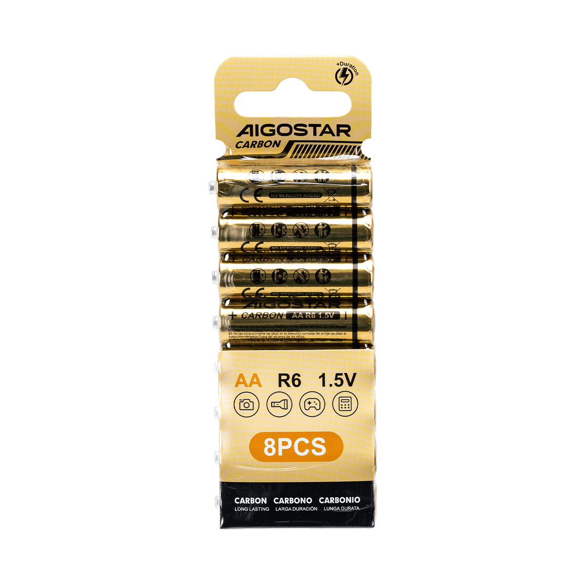 Batterie Aigostar AA Stilo Zinco Carbone 1.5V Confezione da 8 Pile