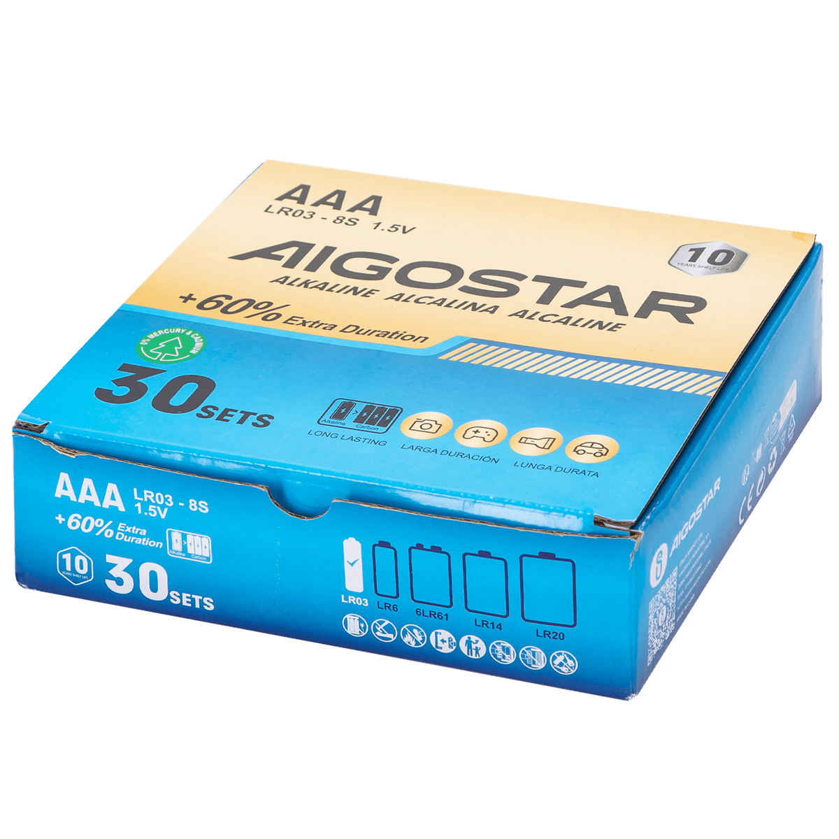 Pack 30 Blister da 8 Batterie Aigostar AAA Ministilo 1.5V Alcalina