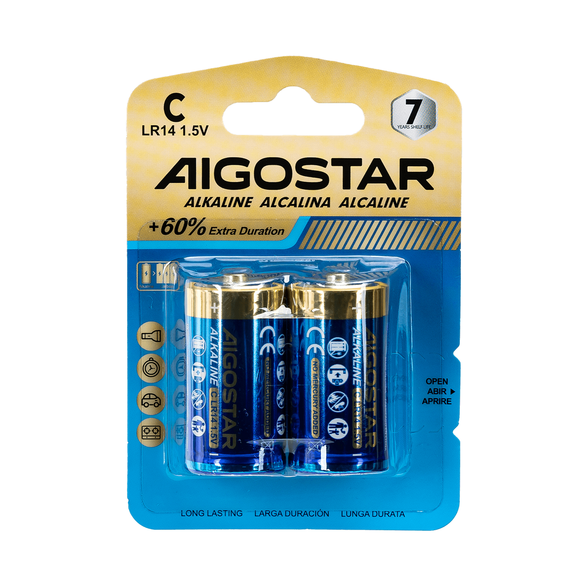 Batterie Aigostar C Mezzatorcia 1.5V Confezione da 2 Pile Alcaline