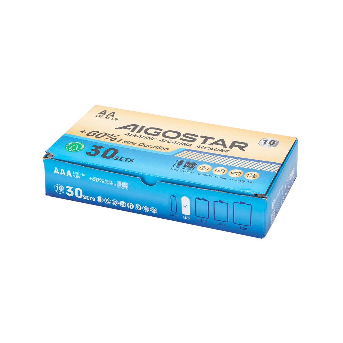 Pack 30 Blister da 8 Batterie Aigostar AA Stilo 1.5V Alcaline