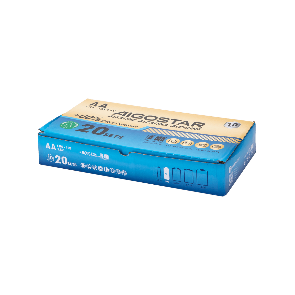 Pack 20 Blister da 12 Batterie Aigostar AA Stilo 1.5V Alcaline